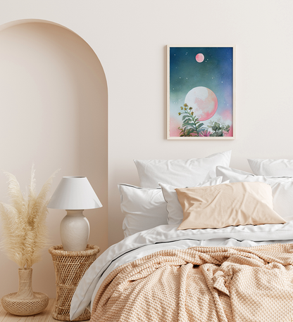 Pink Moonflowers Prints