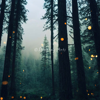 Fireflies In A Dark Forest Prints