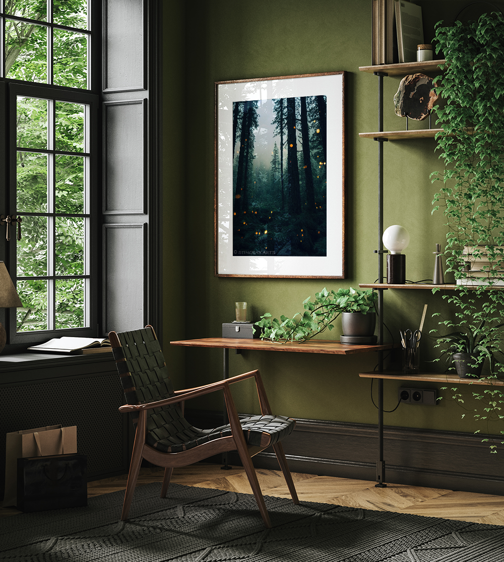 Fireflies In A Dark Forest Prints