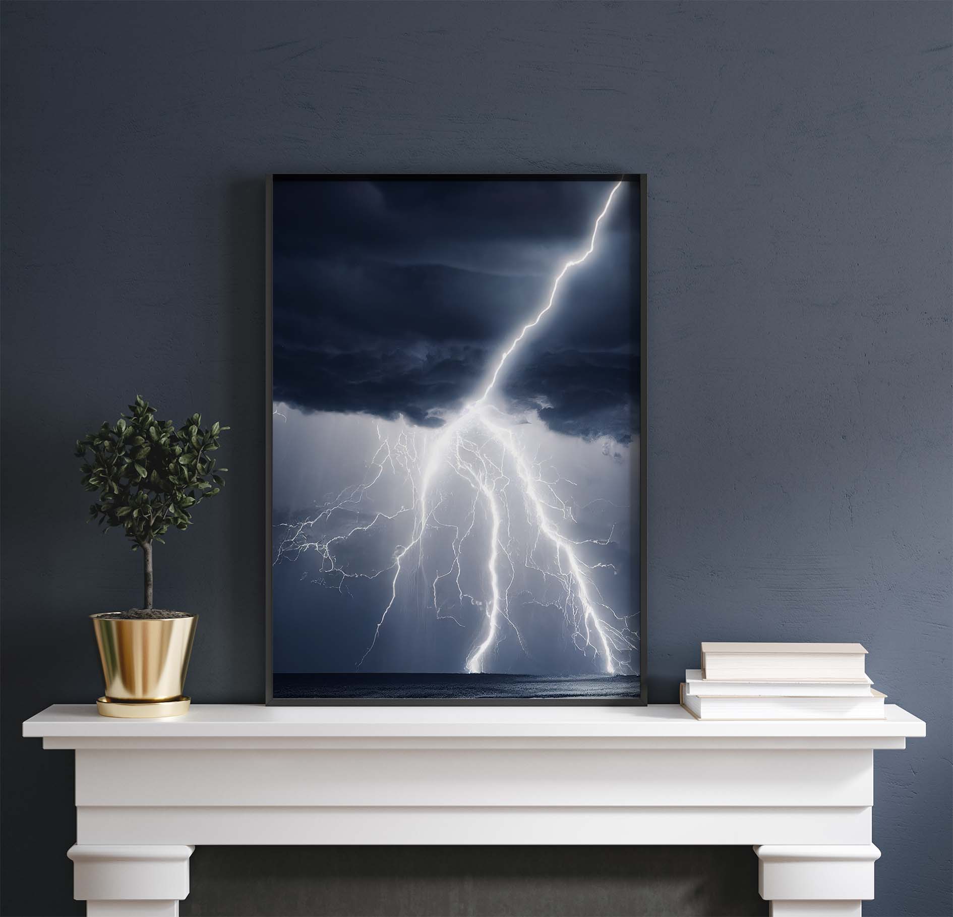 Lightning Storm Over Ocean Printable Art - Instant Download