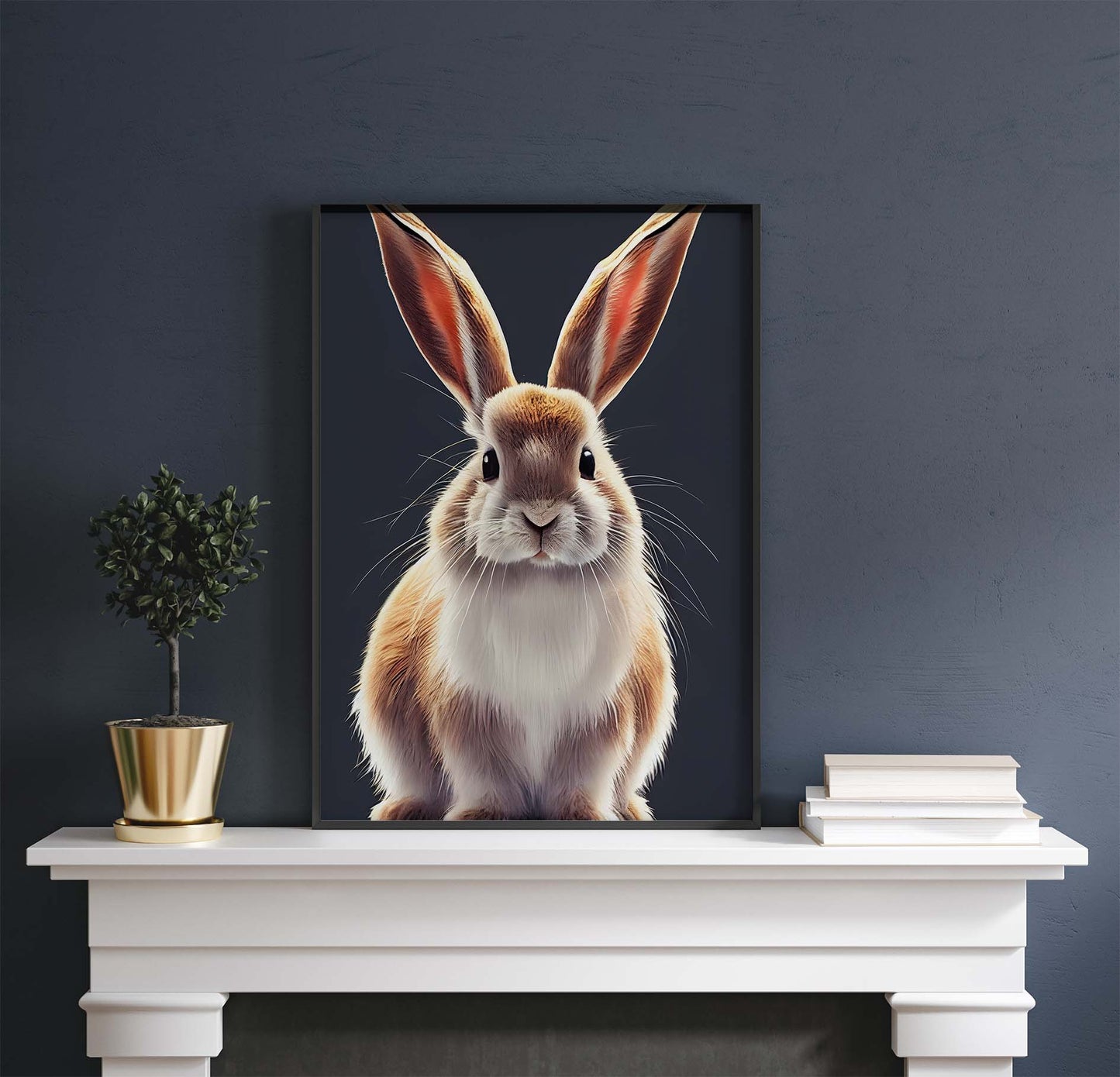 White & Brown Rabbit Printable Art - Instant Download