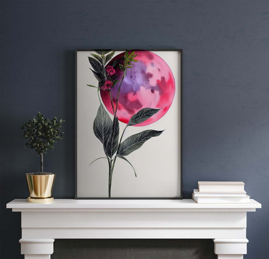 Wild Moonflower & Pink Moon Printable Art - Instant Download