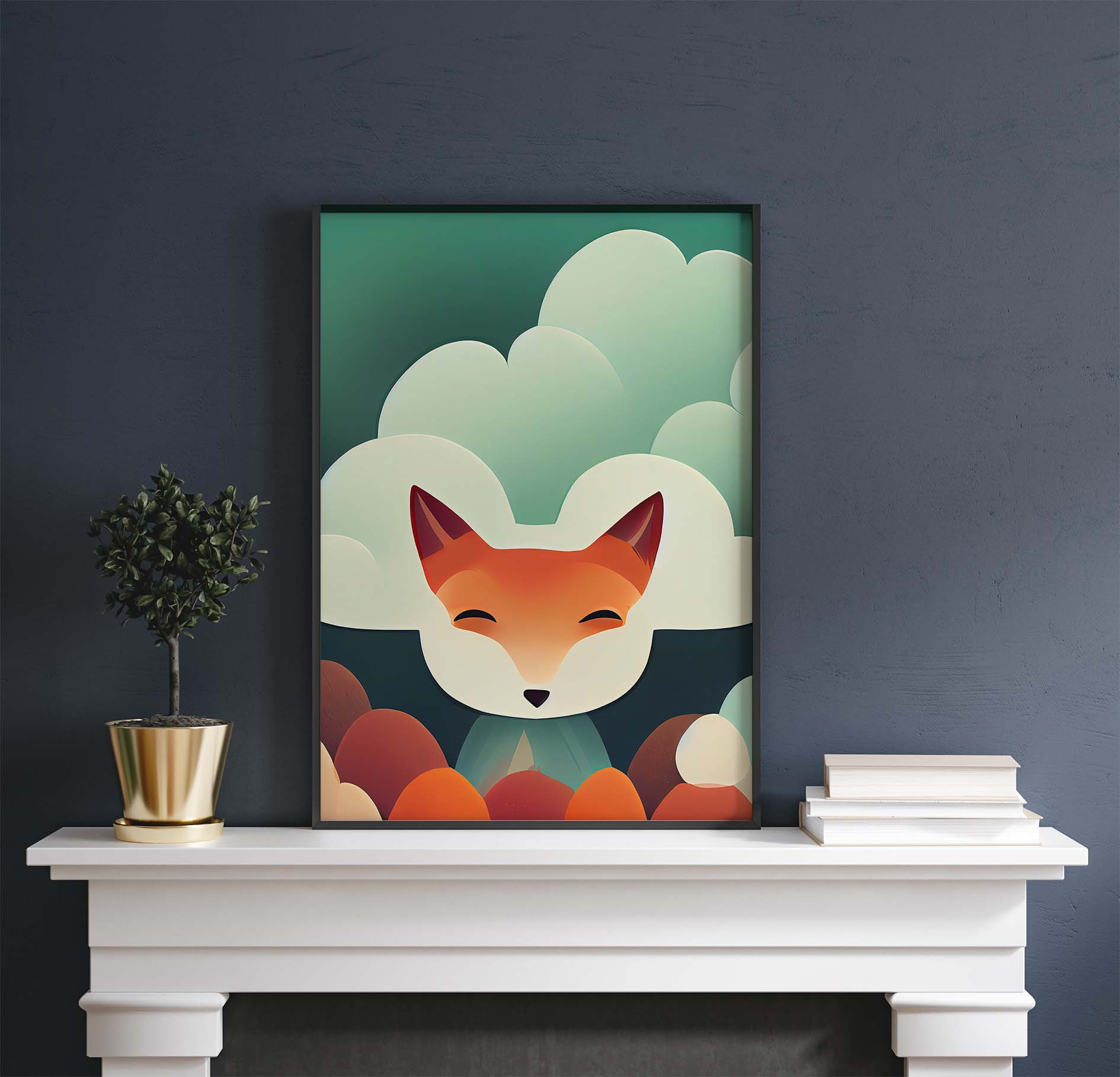 Fox In Clouds Printable Art - Instant Download