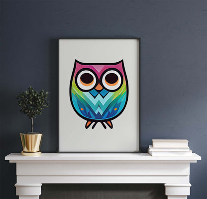 Colourful Owl Printable Art - Instant Download