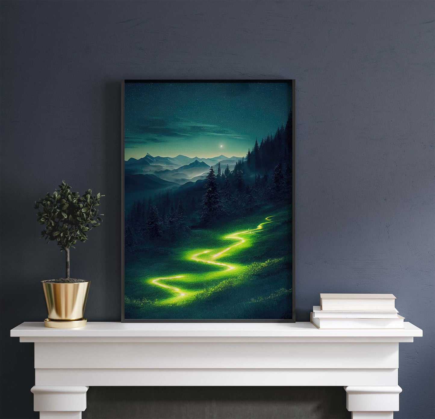 Glow Trail Mountain Printable Art - Instant Download