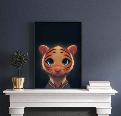 Tiger Cub Sweet Childlike Printable Art - Instant Download