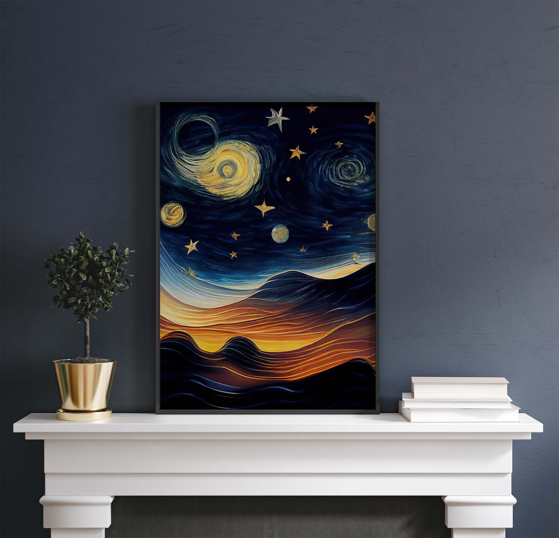 Dreamlike Night Sky & Mountains Printable Art - Instant Download