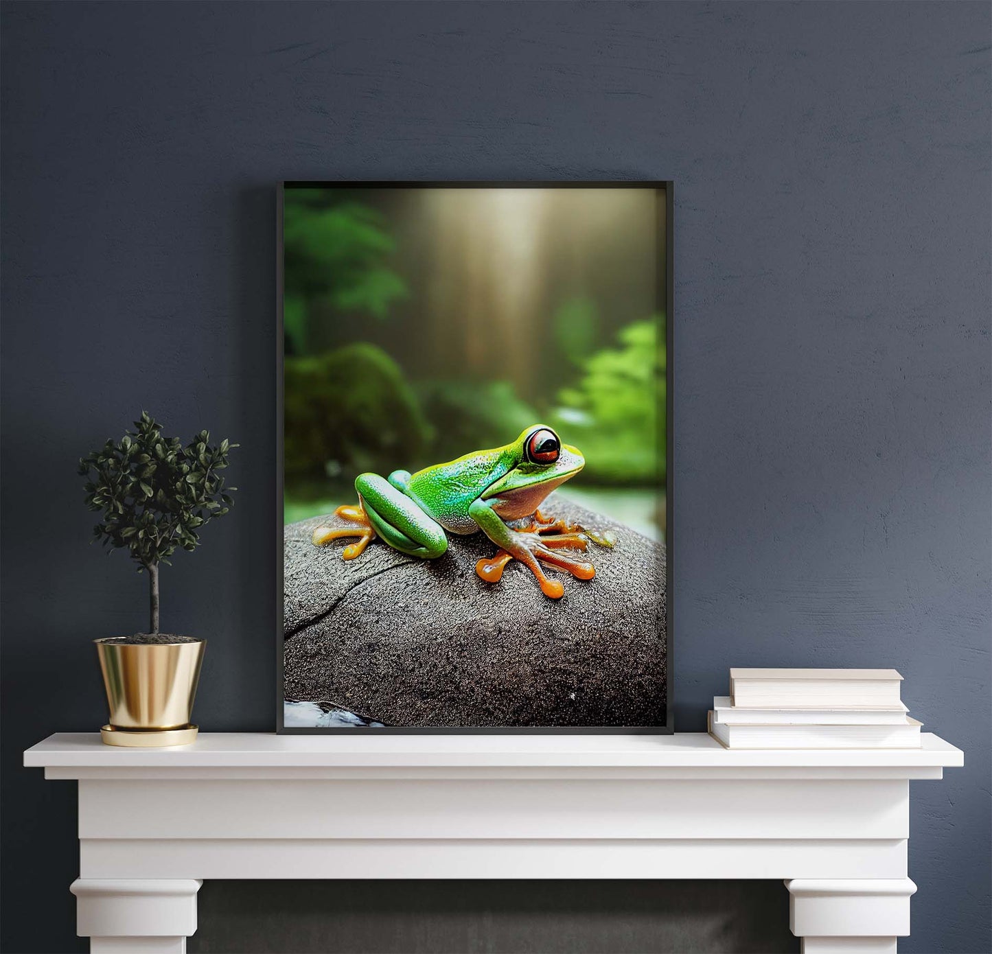 Green Tree Frog On A Rock Printable Art - Instant Download