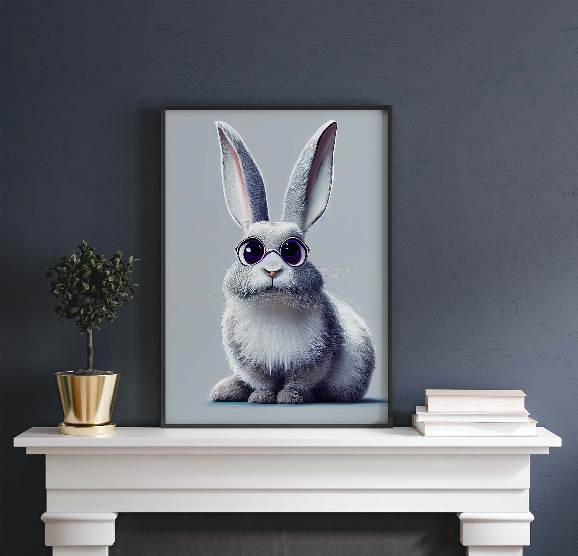 Rabbit With Glasses Character Printable Art - Instant Download