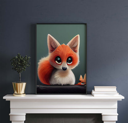 Sweet-Eyed Red Fox Drawing Printable Art - Instant Download