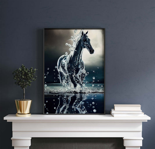 Droplets Water Horse Printable Art - Instant Download