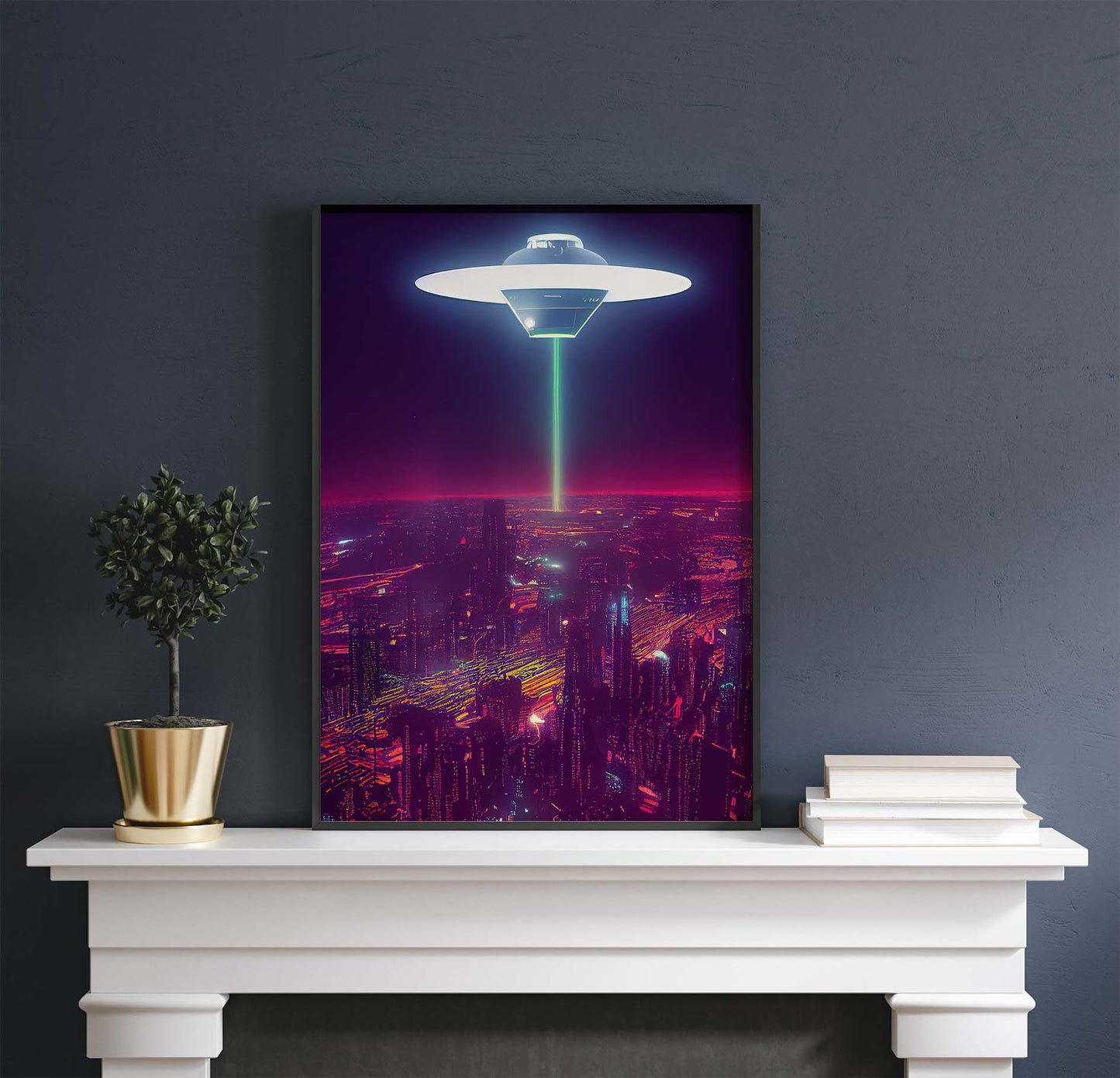 UFO Lights Cyberpunk Printable Art - Instant Download