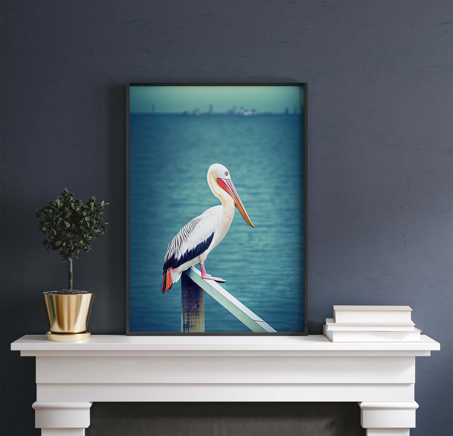 Pelican On A Beach Pier Printable Art - Instant Download