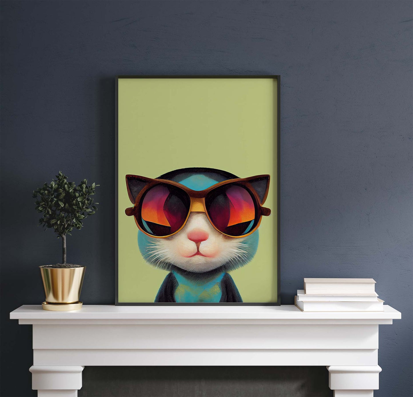 Retro Kitten In Sunglasses Printable Art - Instant Download