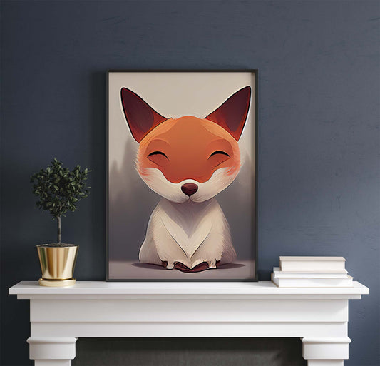 Sweet Fox Drawing Printable Art - Instant Download