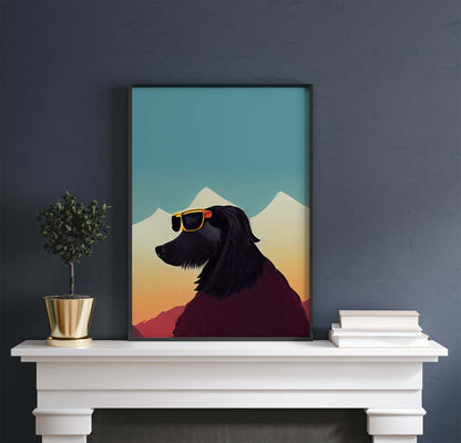 Cool Snowboarding Dog Retro Printable Art - Instant Download