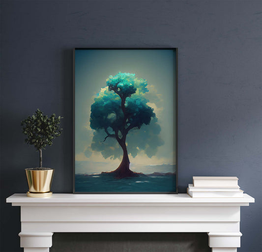 Blue Tree Printable Art - Instant Download