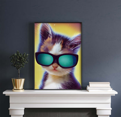 Cool Kitten With Sunglasses Printable Art - Instant Download