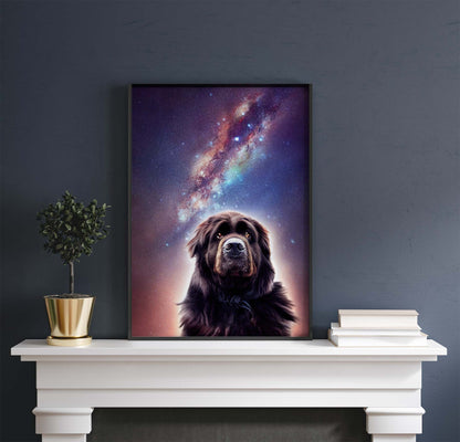 Milky Way Galaxy Newfoundland Dog Printable Art - Instant Download