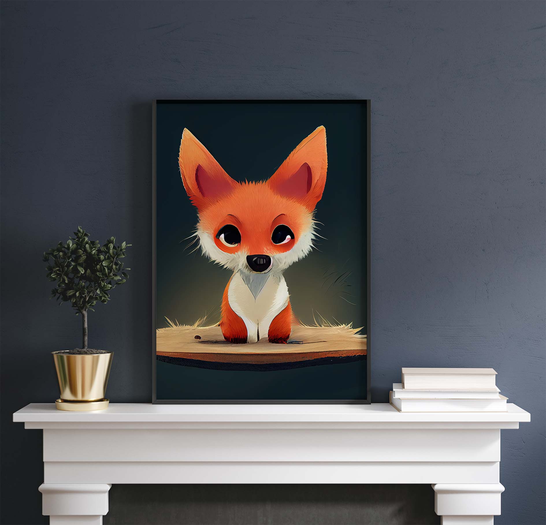 Red Fox On A Log Drawing Printable Art - Instant Download