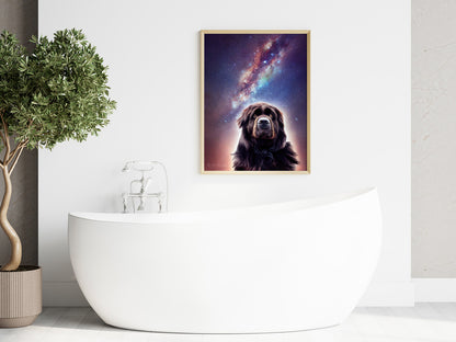 Milky Way Galaxy Newfoundland Dog Prints (Vertical)