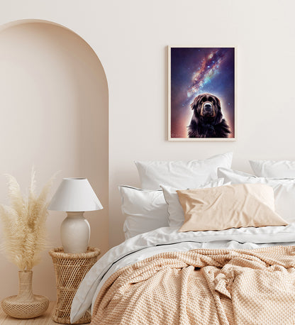 Milky Way Galaxy Newfoundland Dog Prints (Vertical)