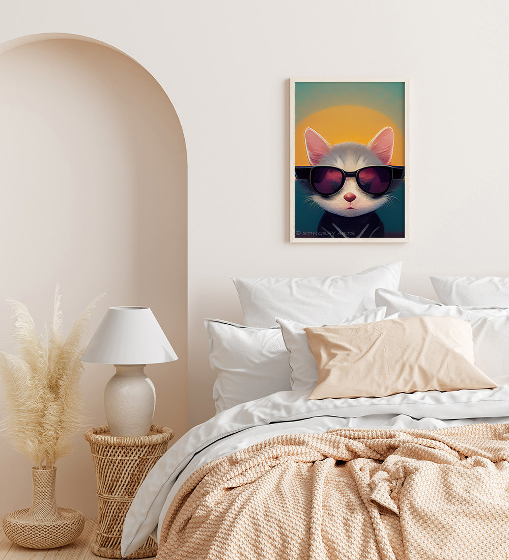 Cool Retro Sun Cat Prints