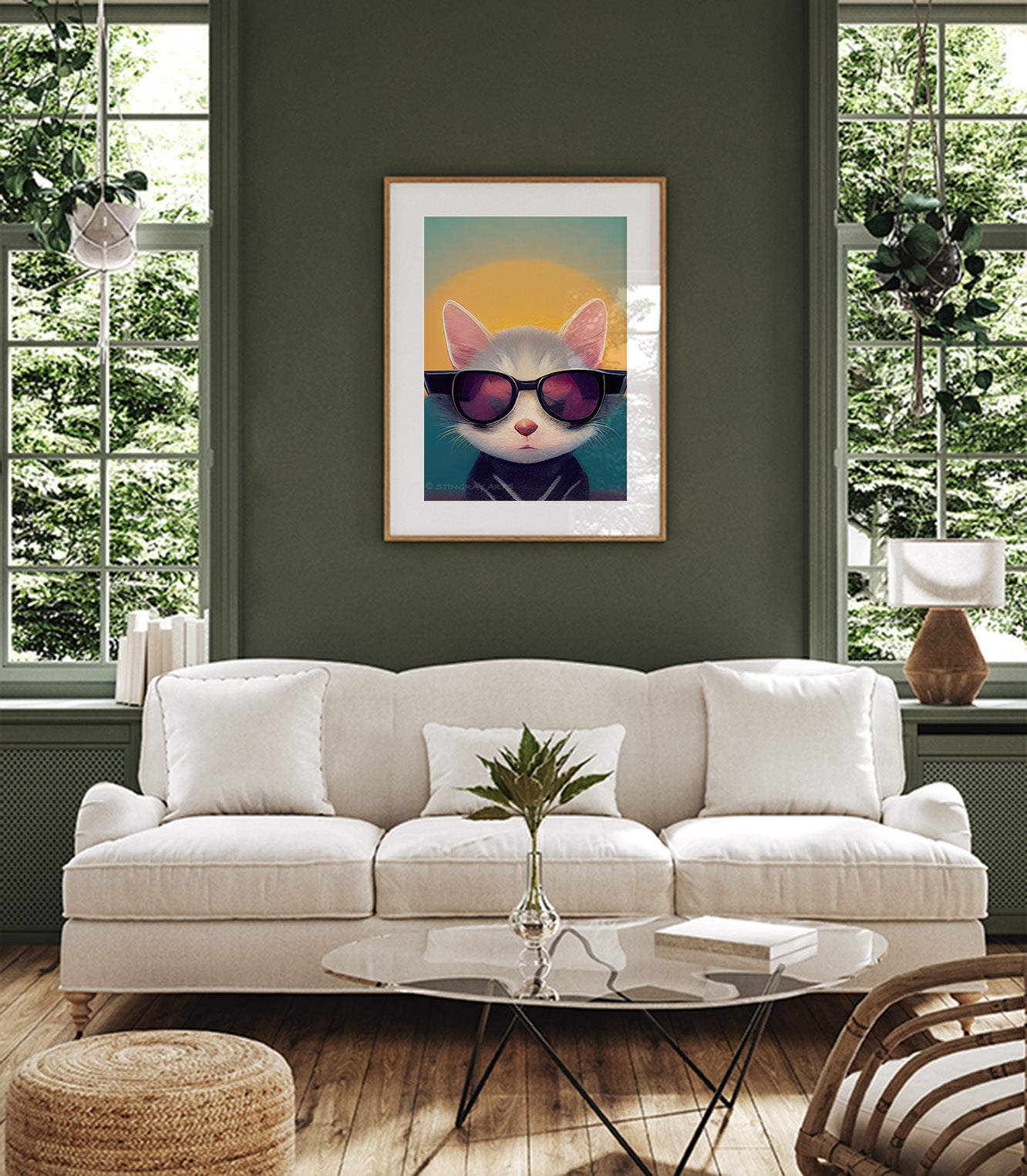 Cool Retro Sun Cat Prints