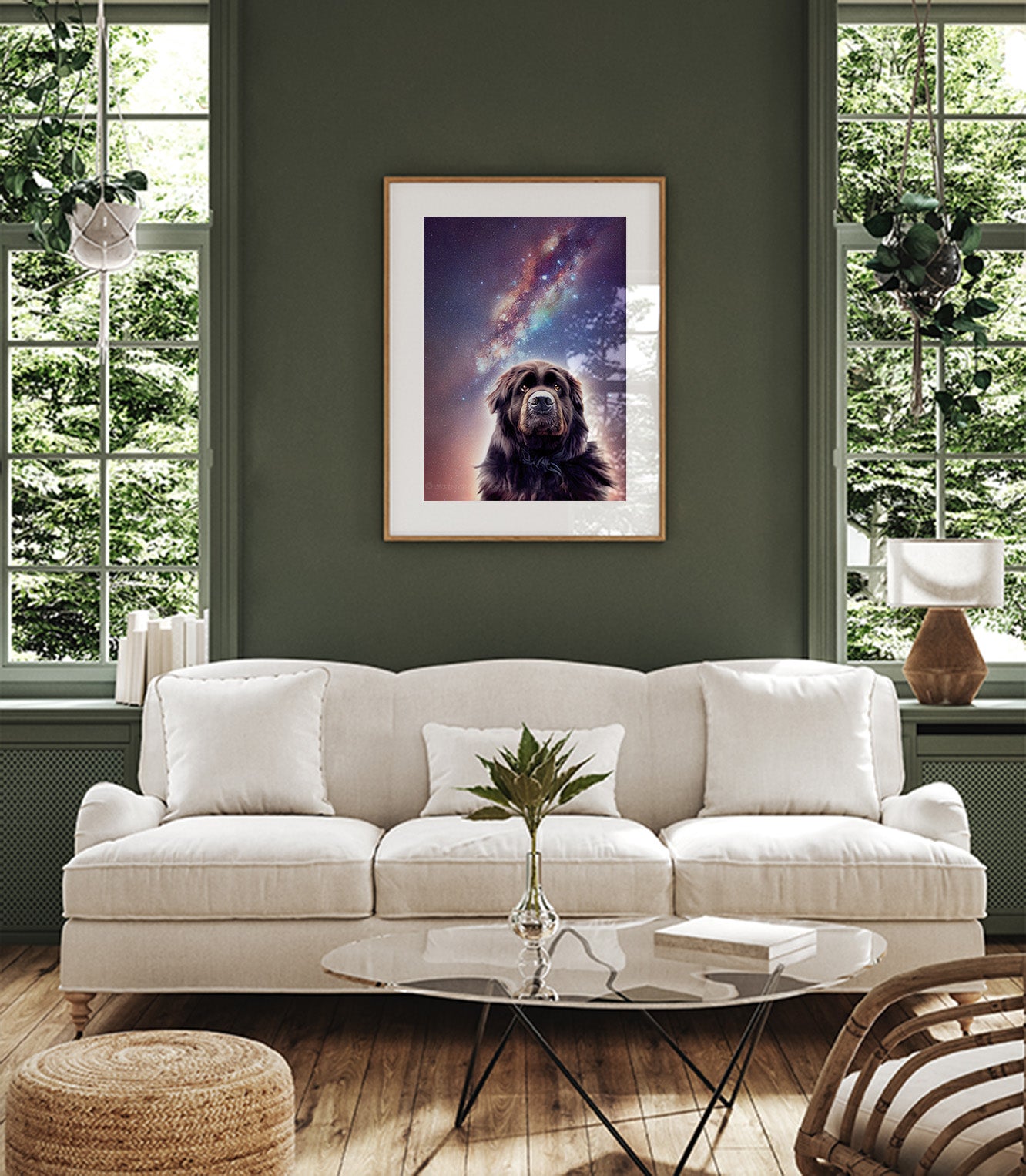 Milky Way Galaxy Newfoundland Dog Prints (Vertical)