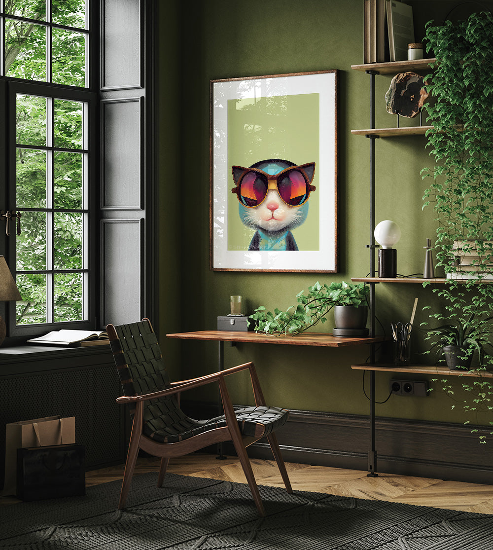 Retro Kitten In Sunglasses Prints