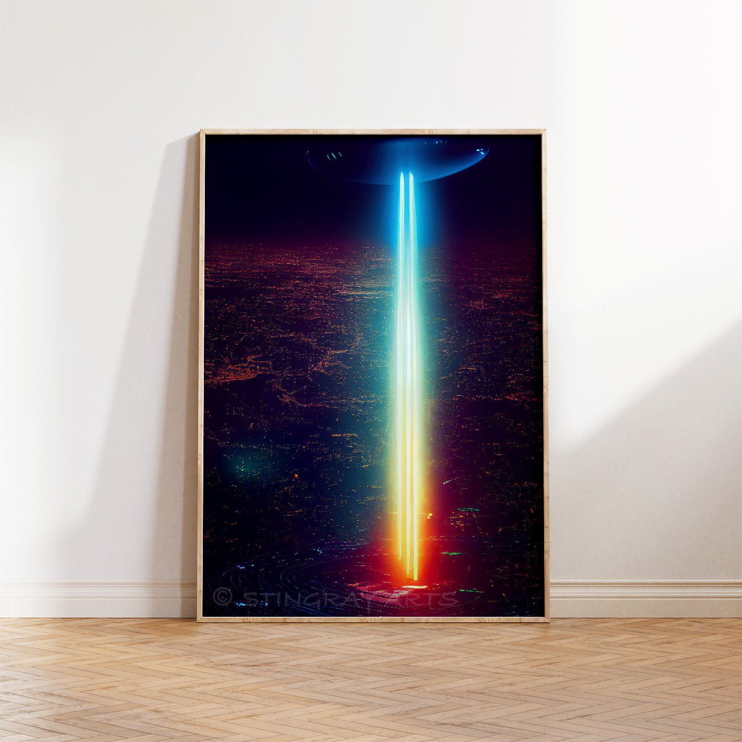 UFO Beam Cityscape Prints