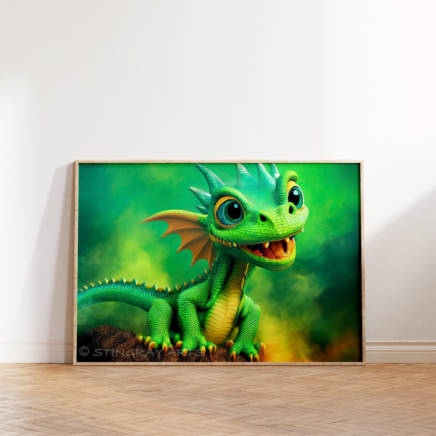 Blue-Eyed Green & Yellow Baby Dragon Prints