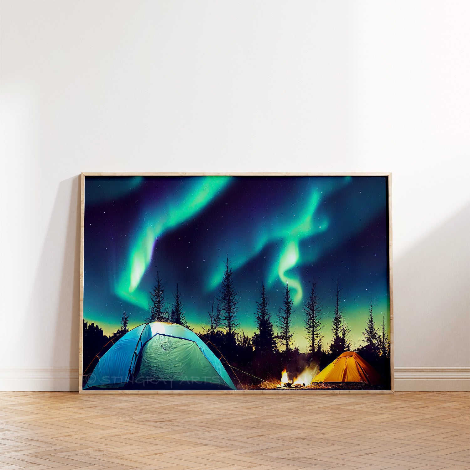 Camping Under Aurora Borealis Lights Prints