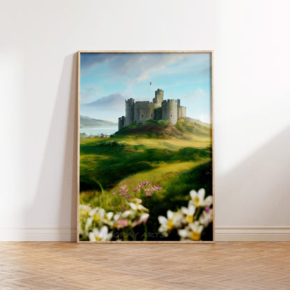 Medieval Old English Castle & Flowers Prints