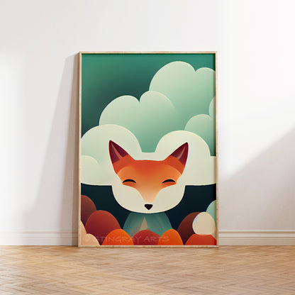 Fox In Clouds Prints