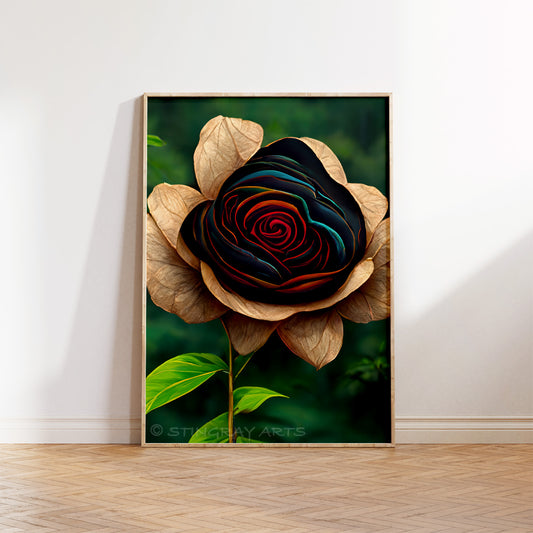 Colourful Petals Black Rose Prints