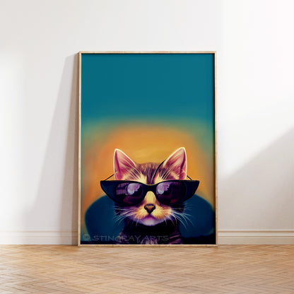 Retro Cat In Sunglasses Prints