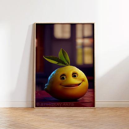 Cute Smiling Lemon Character Prints