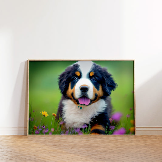 Happy Puppy & Wildflowers Prints