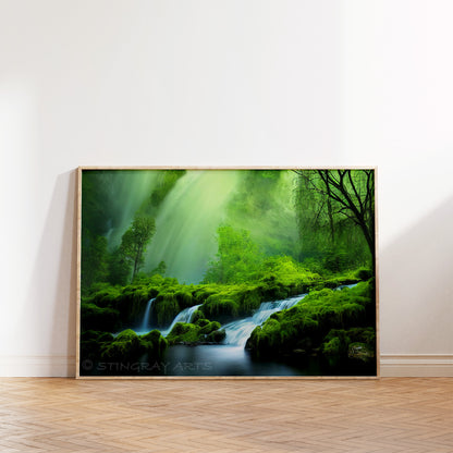 Dreamy Waterfalls Forest Prints