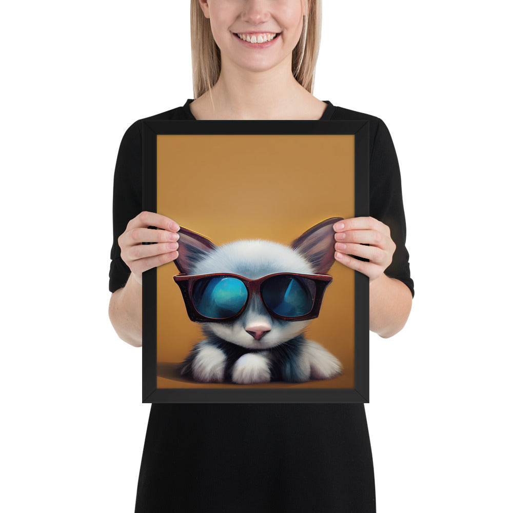 White Kitten Wearing Sunglasses Prints