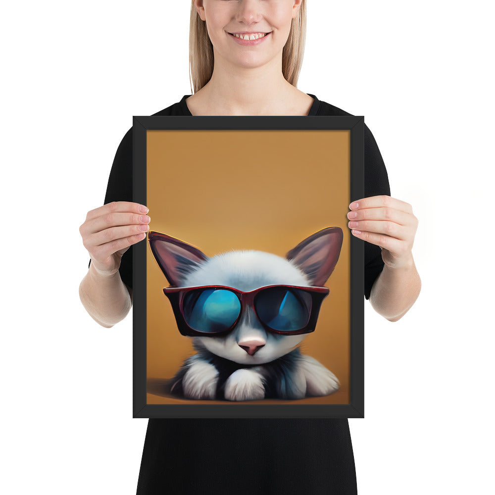 White Kitten Wearing Sunglasses Prints