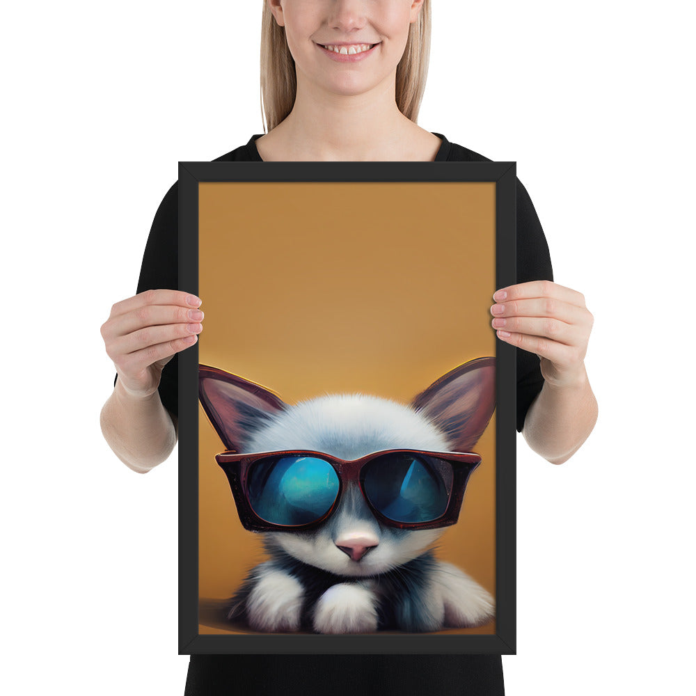 White Kitten Wearing Sunglasses Prints