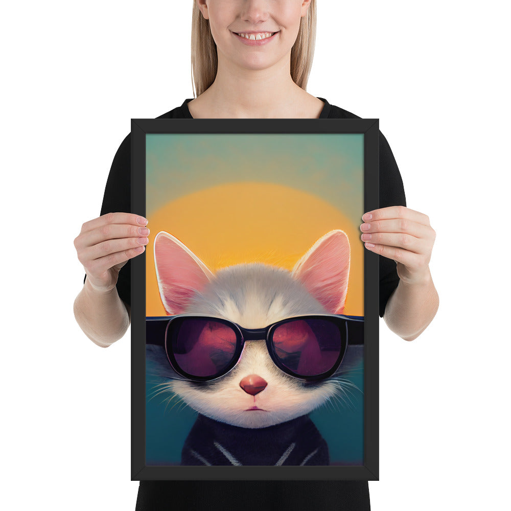 Cool Retro Sun Cat Prints