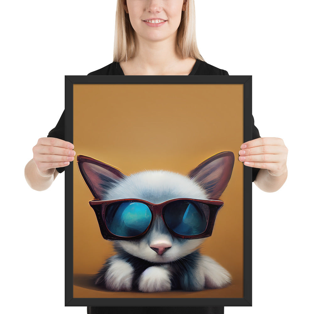 White Kitten Wearing Sunglasses Prints