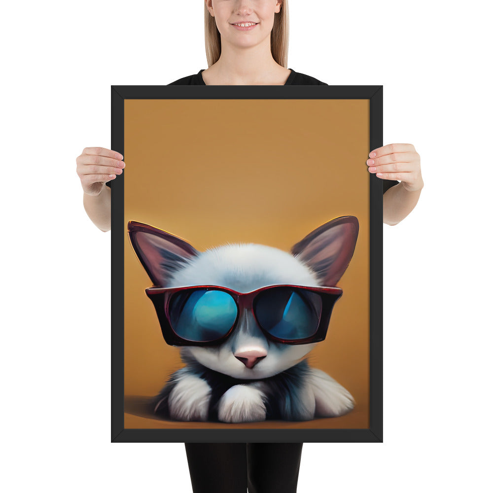 White Kitten Wearing Sunglasses Prints