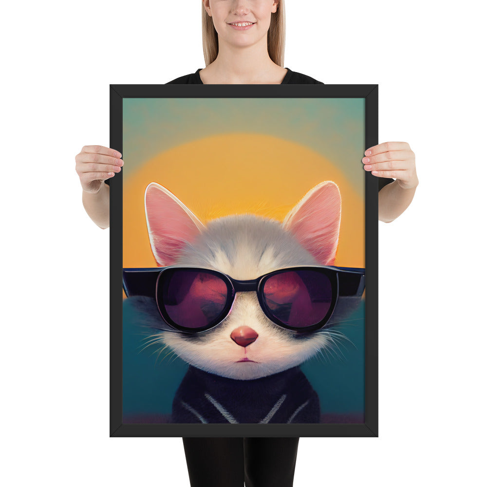 Cool Retro Sun Cat Prints