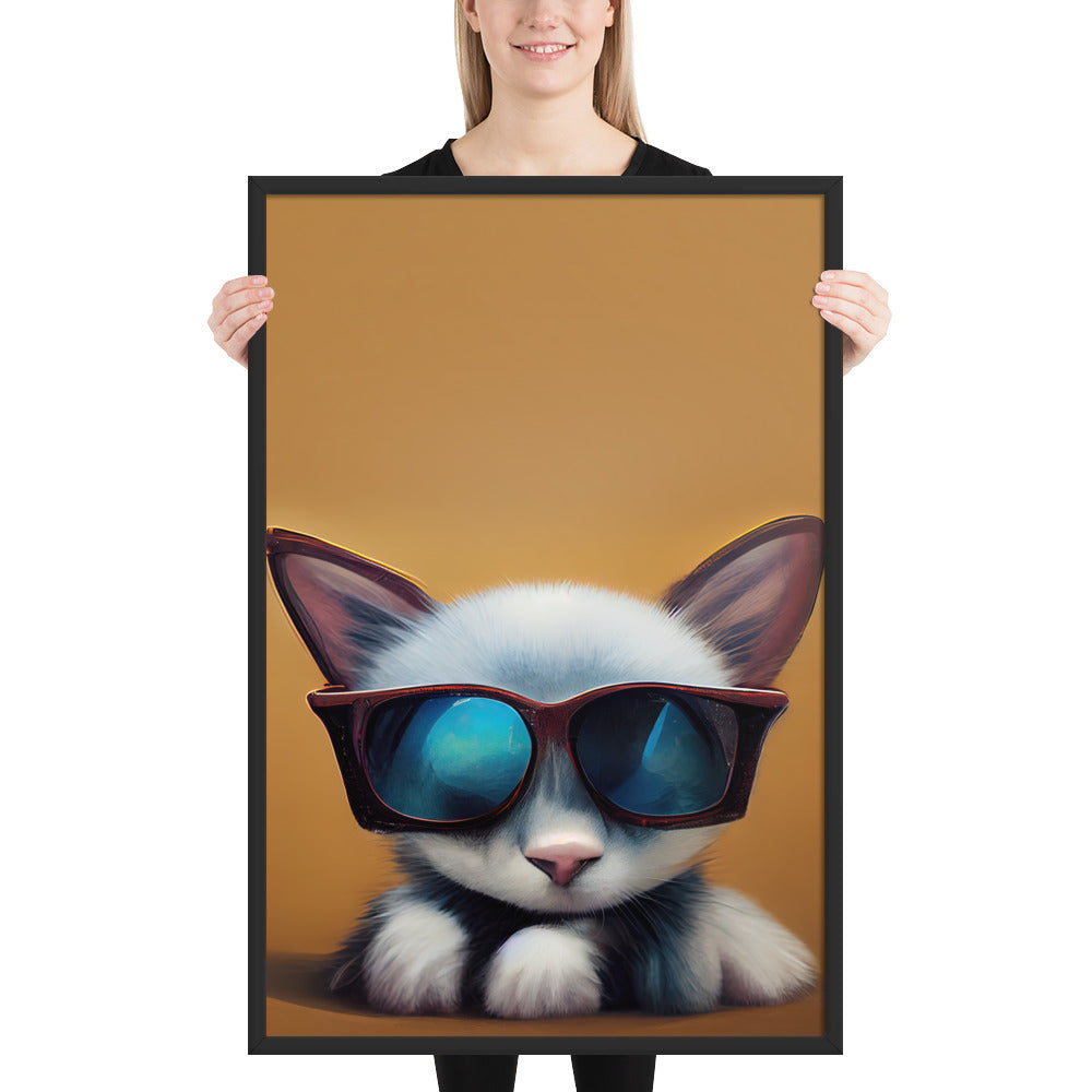 White Kitten Wearing Sunglasses Prints