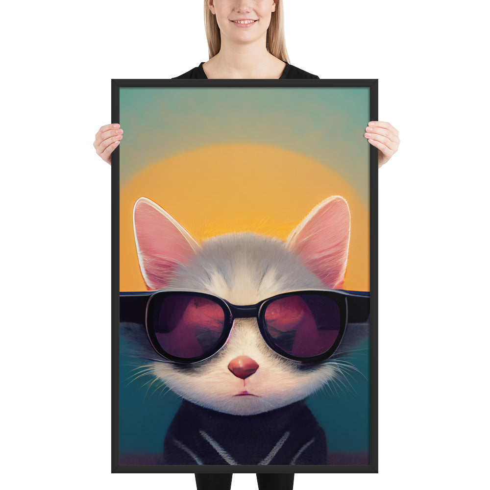 Cool Retro Sun Cat Prints