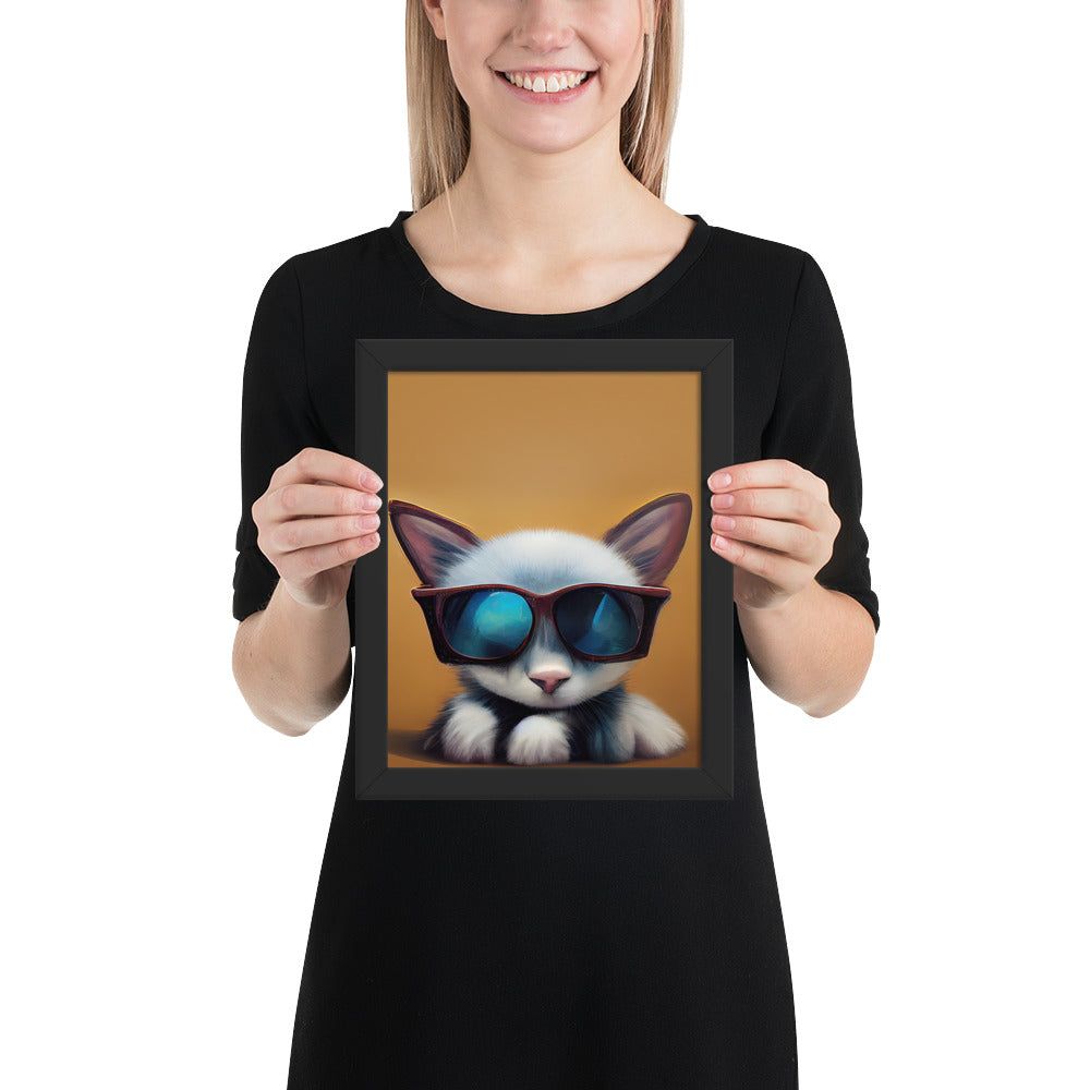 White Kitten Wearing Sunglasses Prints